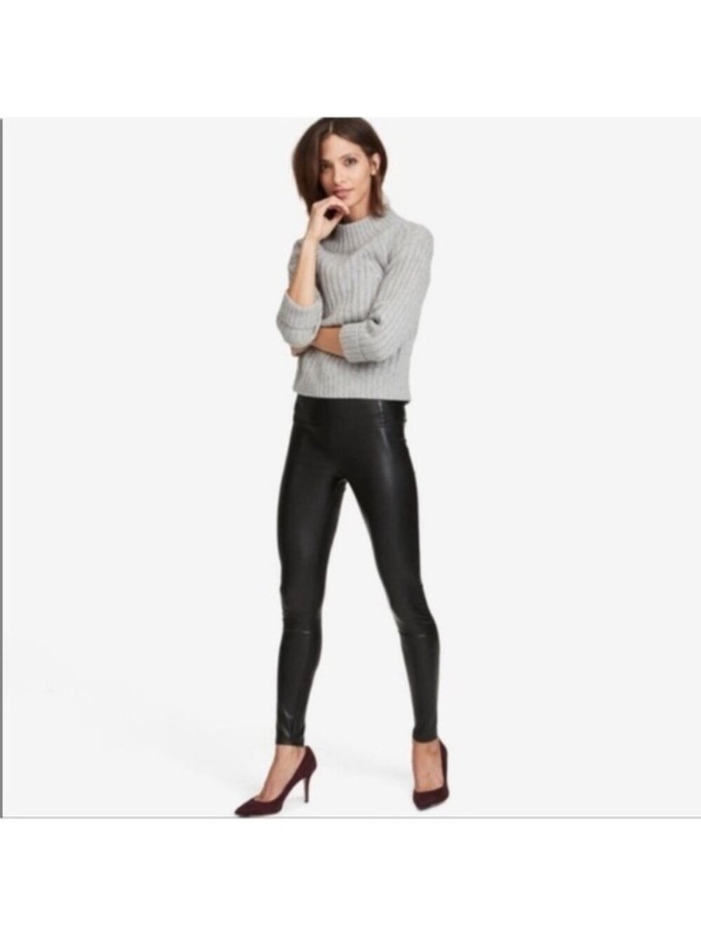 The Reset R Label Vegan Leather Black Leggings Size X-Small